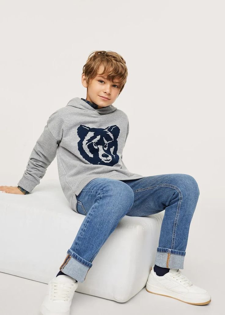 Texture detail print sweatshirt - Boys _ MANGO OUTLET USA